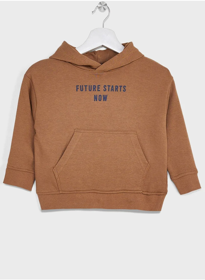 Ripples Boys Basic Slogan Printing Hoodie And Jogger Set