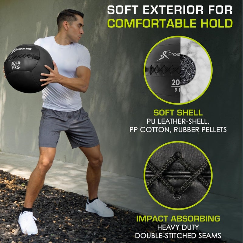 ProSourceFit ProSource Soft Medicine Balls for CrossFit Wall Ball and Full Body Dynamic Exercises, Color-Coded Weights: 6, 8, 10, 14, 20, 25 lb. - Image 3