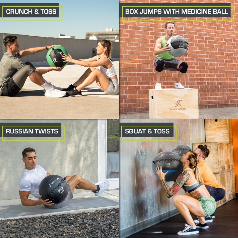 ProSourceFit ProSource Soft Medicine Balls for CrossFit Wall Ball and Full Body Dynamic Exercises, Color-Coded Weights: 6, 8, 10, 14, 20, 25 lb. - Image 5