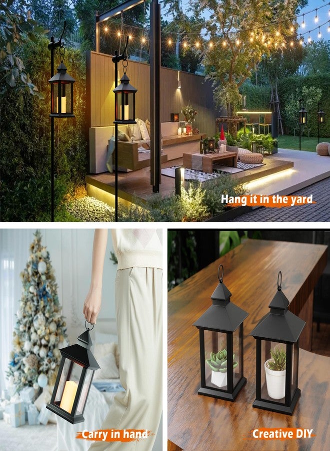 AFINETH 14" Lanterns Decorative Indoor, Black Lantern Decor with Timer Flameless Candle, Vintage Farmhouse Outdoor Lanterns, Waterproof Hanging Lantern for Patio, Porch, Entryway, Centerpieces - Image 5