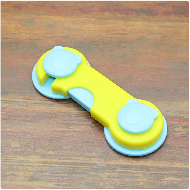 18-Color Flat Latch Lock for Refrigerator Drawers, Child Safety No. 13 bear yellow + Blue 