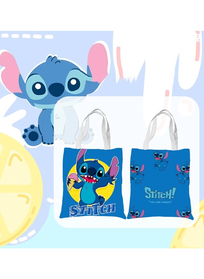Generic Cartoon Stitch double-sided pattern canvas tote bag, student class bag tote bag, reusable beautiful environmentally friendly bag, book shopping groceries cute cotton tote bag  - Image 1