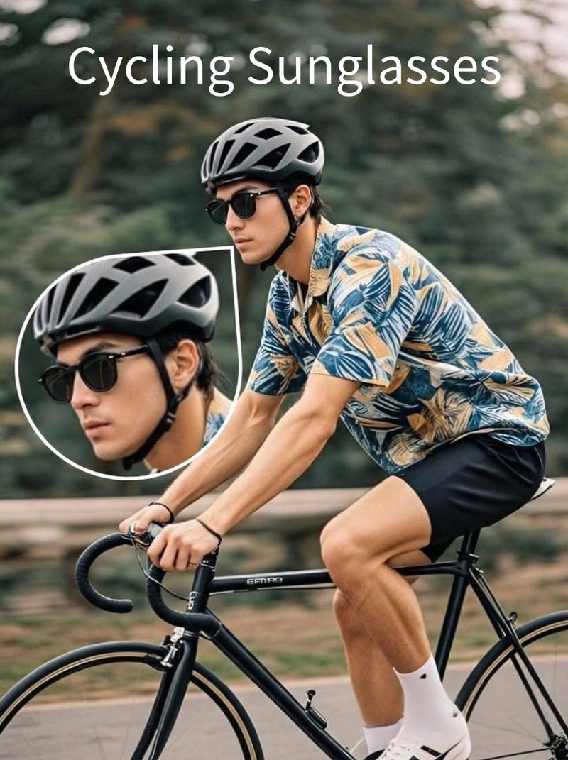 POLICE Men's Cycling Glasses Fashion Wayfarer Sunglasses Black Framed with Grey UV Lenses - Image 2