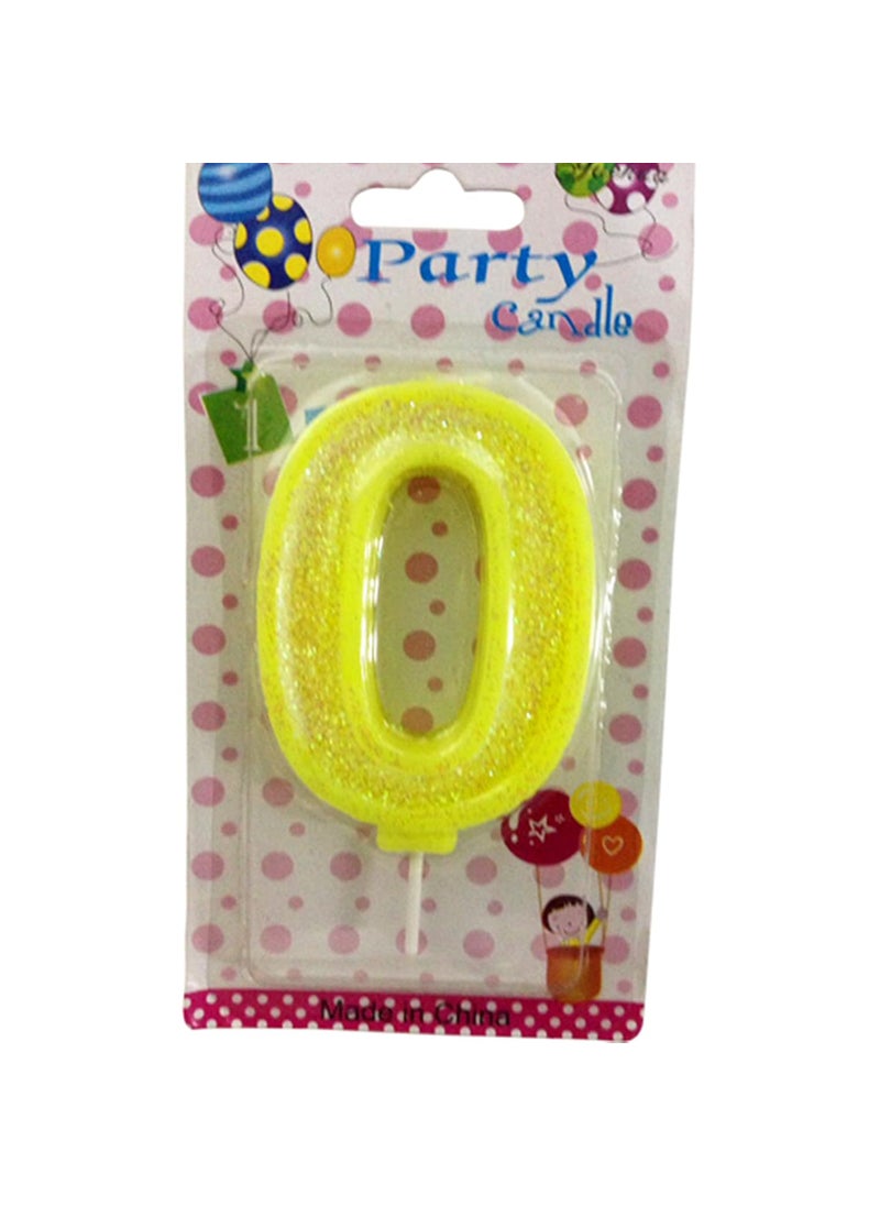 Funcart Funcart Neon Yellow Glitter 0 Numerical Cake Candle 