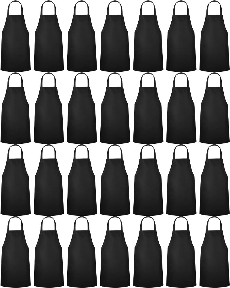 Foaincore 36 Pack Bulk Plain Aprons for Man Woman Adult Unisex Apron Machine Washable Adjustable Bib ApronsBlack 