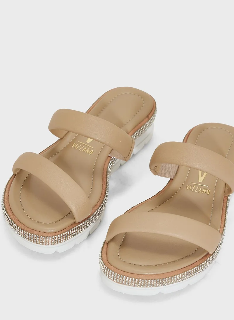 VIZZANO Hannah Multi Strap Low Heel Wedge Sandals