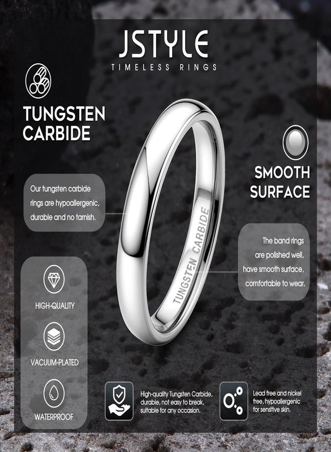 Jstyle 2mm 4mm Tungsten Rings for Men Women Hypoallergenic Wedding Band Rings Gold/Silver Domed High Polish Comfort Fit Size 6-12 Not Tarnished, Metal, No Gemstone - Image 3