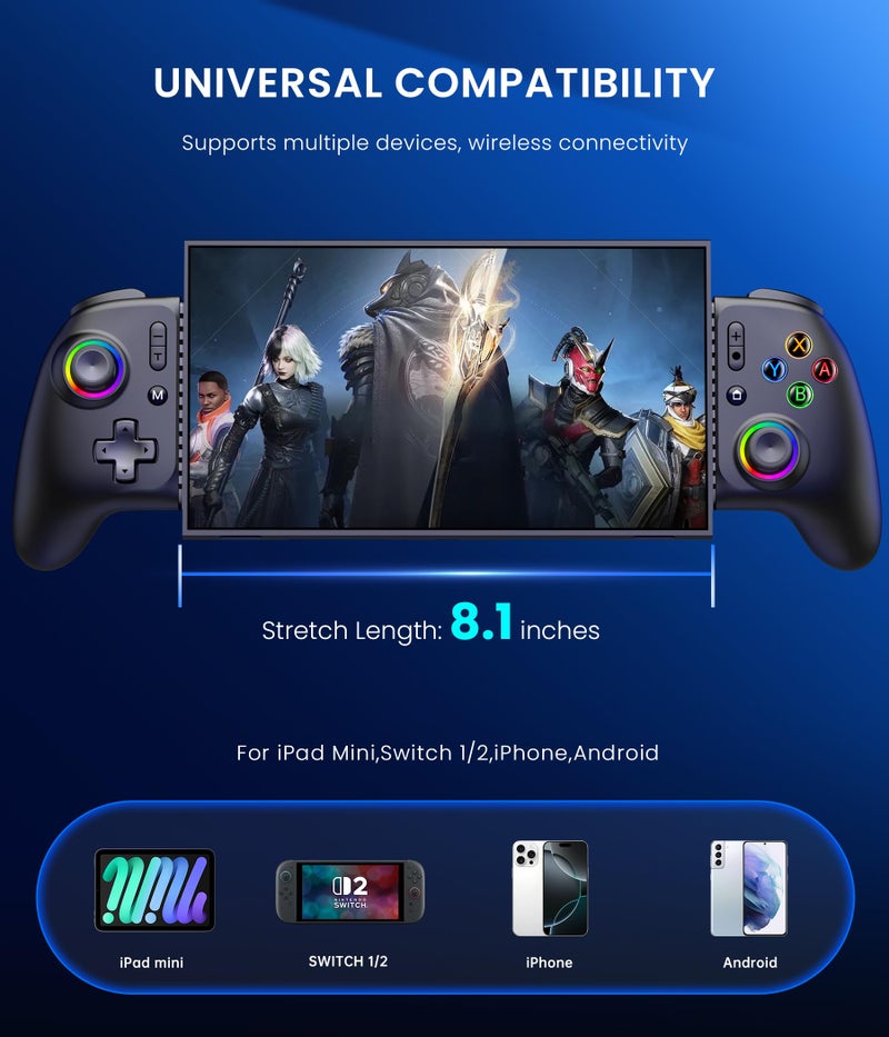 Mocagen MC2 Max Controllers for Nintendo Switch 2/1/Oled/iPhone/Android Handheld Gaming with Hall Effect Joysticks & Analog Triggers, RGB Light, Programmable, Turbo - Image 5