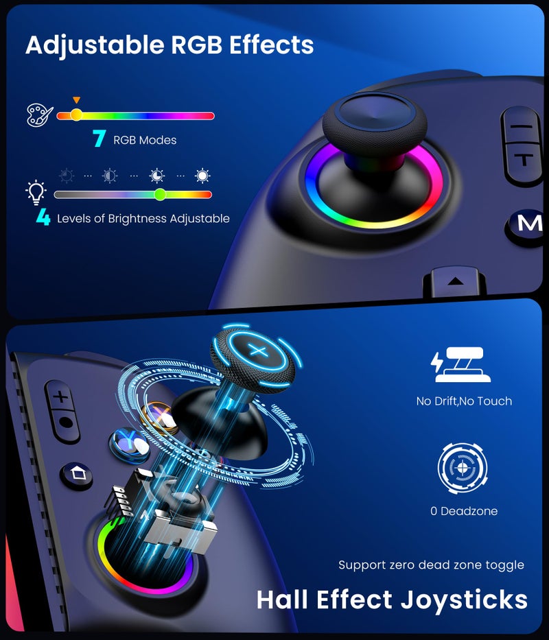 Mocagen MC2 Max Controllers for Nintendo Switch 2/1/Oled/iPhone/Android Handheld Gaming with Hall Effect Joysticks & Analog Triggers, RGB Light, Programmable, Turbo - Image 3