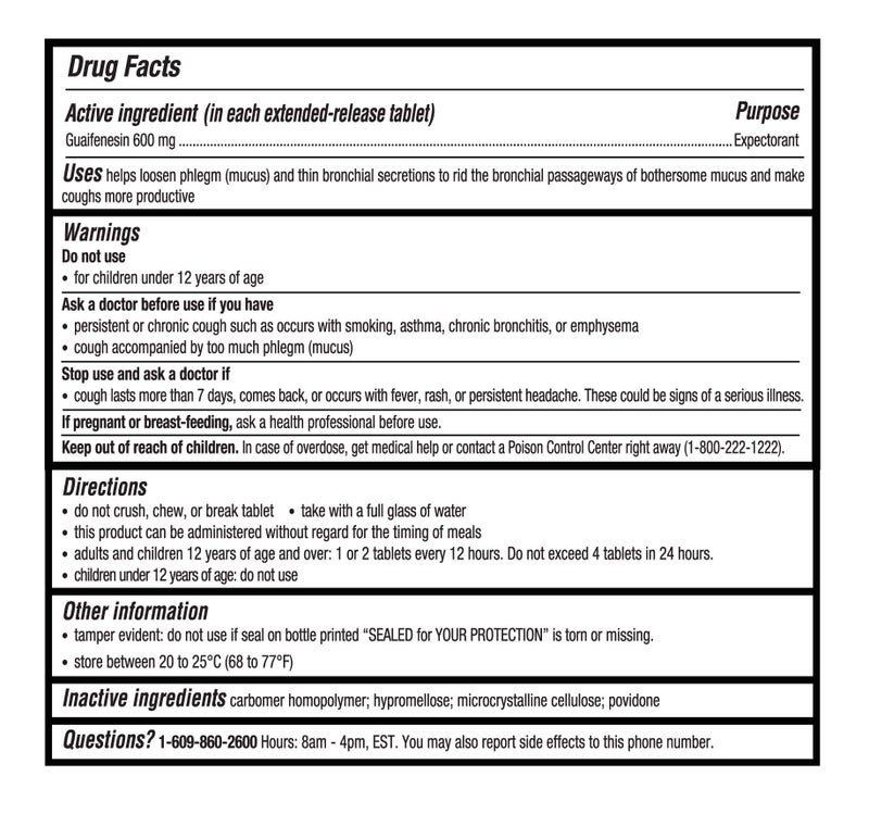 Guardian Mucus Relief, 600mg Guaifenesin 12 Hour Extended Release, Chest Congestion Expectorant (100 Count Bottle) - Image 5