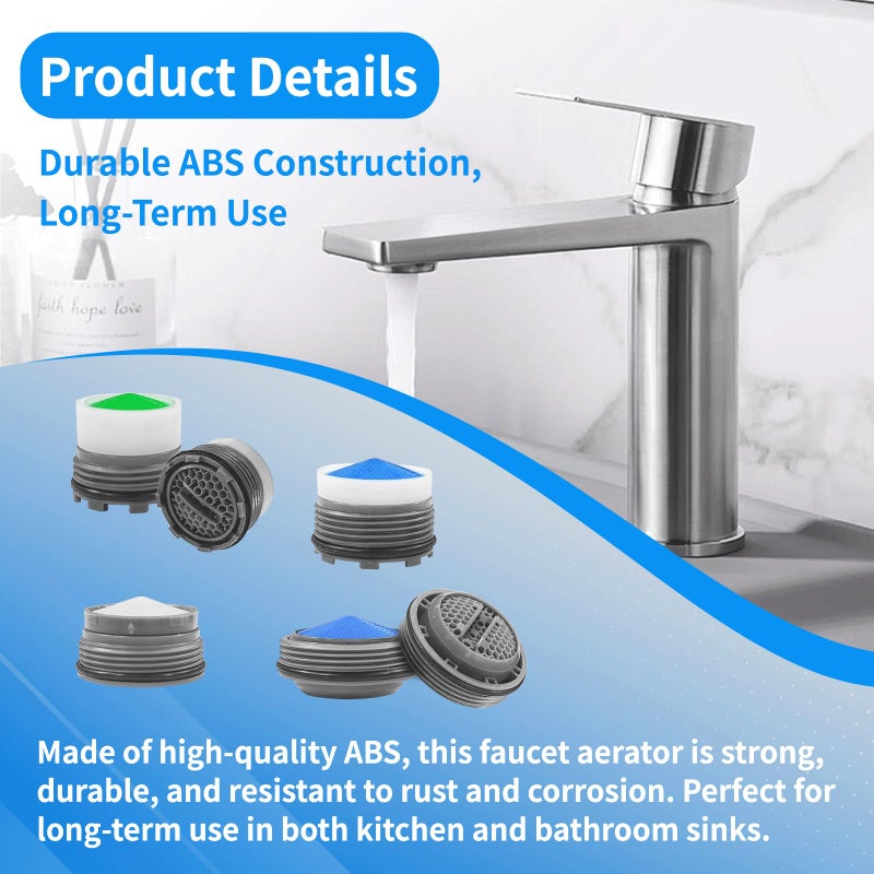 BBLFU 36Pcs Faucet Aerator Kit with 5 Sizes Aerator Key Removal Tools, Replacement Sink Tap Flow Restrictor Inserts for Bathroom and Kitchen, M16.5 M18.5 M21.5 M24 mm - Image 3