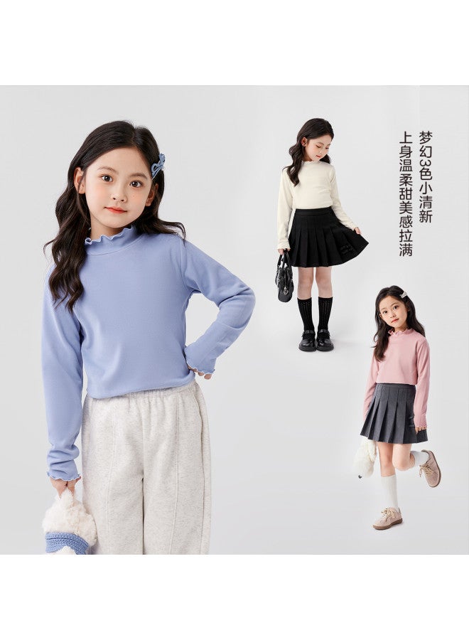 Zuoxi Girls' Long Sleeve Base Layer T-shirt, School Uniform Essential, Semi-turtleneck Top, Kids' Spring/autumn Clothing For Bigger Children - Image 4