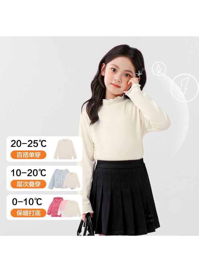 Zuoxi Girls' Long Sleeve Base Layer T-shirt, School Uniform Essential, Semi-turtleneck Top, Kids' Spring/autumn Clothing For Bigger Children - Image 5