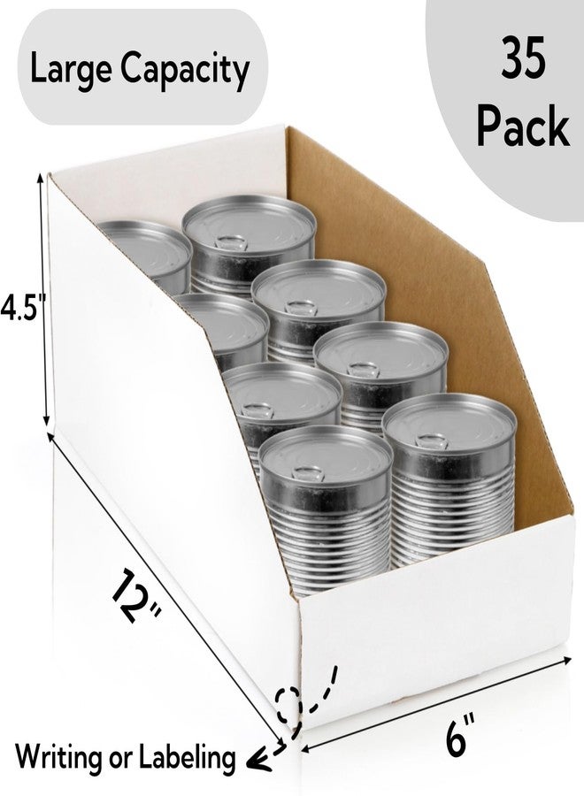 Tlence 35 Pack Cardboard Storage Bins, 12" x 6" x 4.5" Corrugated Open Top Box, White Pantry Shelf Organizer Bins for Parts Snacks, Ideal for Garage Warehouse Home Packing Moving, Easy Assembly - Image 2