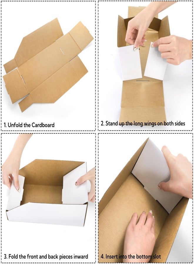 Tlence 35 Pack Cardboard Storage Bins, 12" x 6" x 4.5" Corrugated Open Top Box, White Pantry Shelf Organizer Bins for Parts Snacks, Ideal for Garage Warehouse Home Packing Moving, Easy Assembly - Image 4