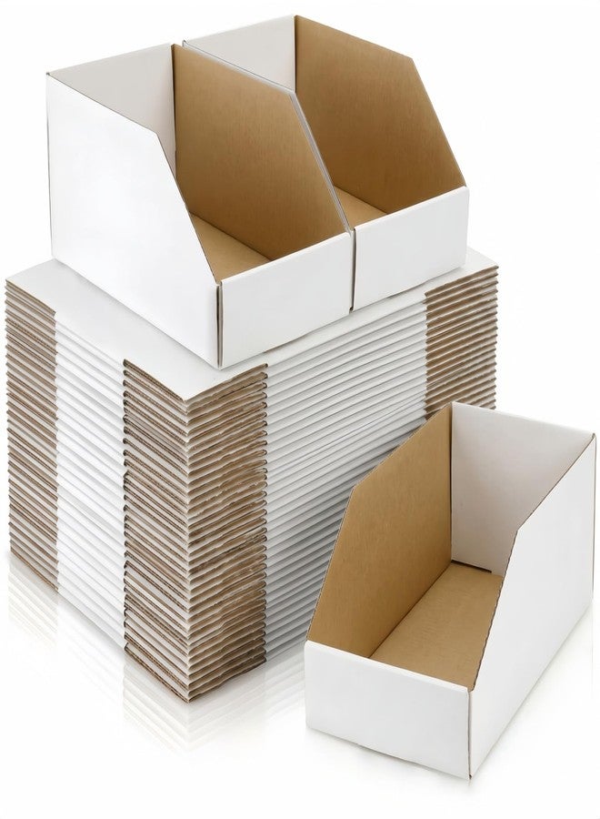 Tlence 35 Pack Cardboard Storage Bins, 12" x 6" x 4.5" Corrugated Open Top Box, White Pantry Shelf Organizer Bins for Parts Snacks, Ideal for Garage Warehouse Home Packing Moving, Easy Assembly - Image 1