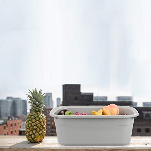 Fiazony 14-Quart Gray Plastic Wash Tub/Dish Pan Basin, Set of 4 - Image 4