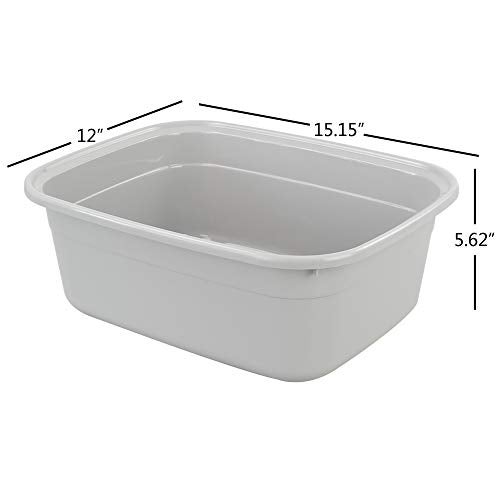 Fiazony 14-Quart Gray Plastic Wash Tub/Dish Pan Basin, Set of 4 - Image 2