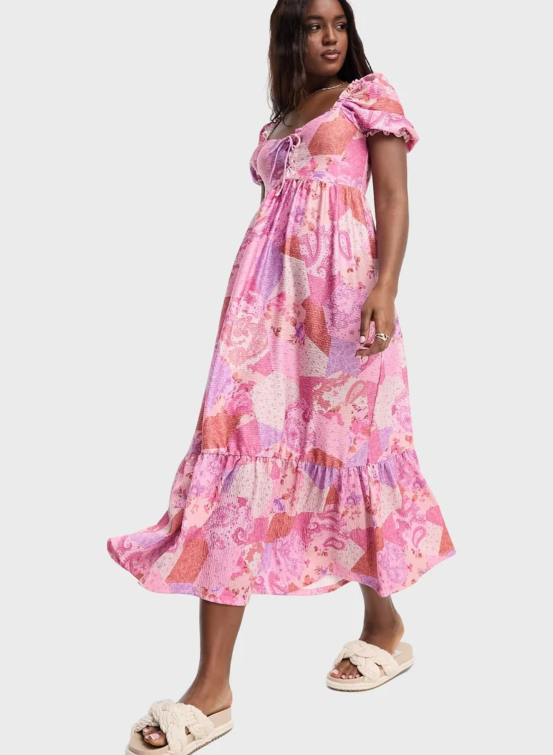 Miss Selfridge Lace Detail Printed Dress