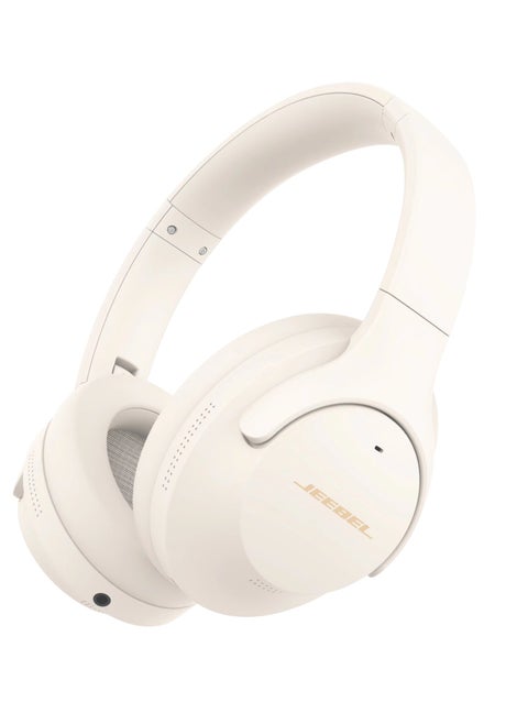 Wireless BT Stereo Noise Cancelling Headphone ANC 250mAh Battery 14H Playtime USB-C Fast Charging - Beige