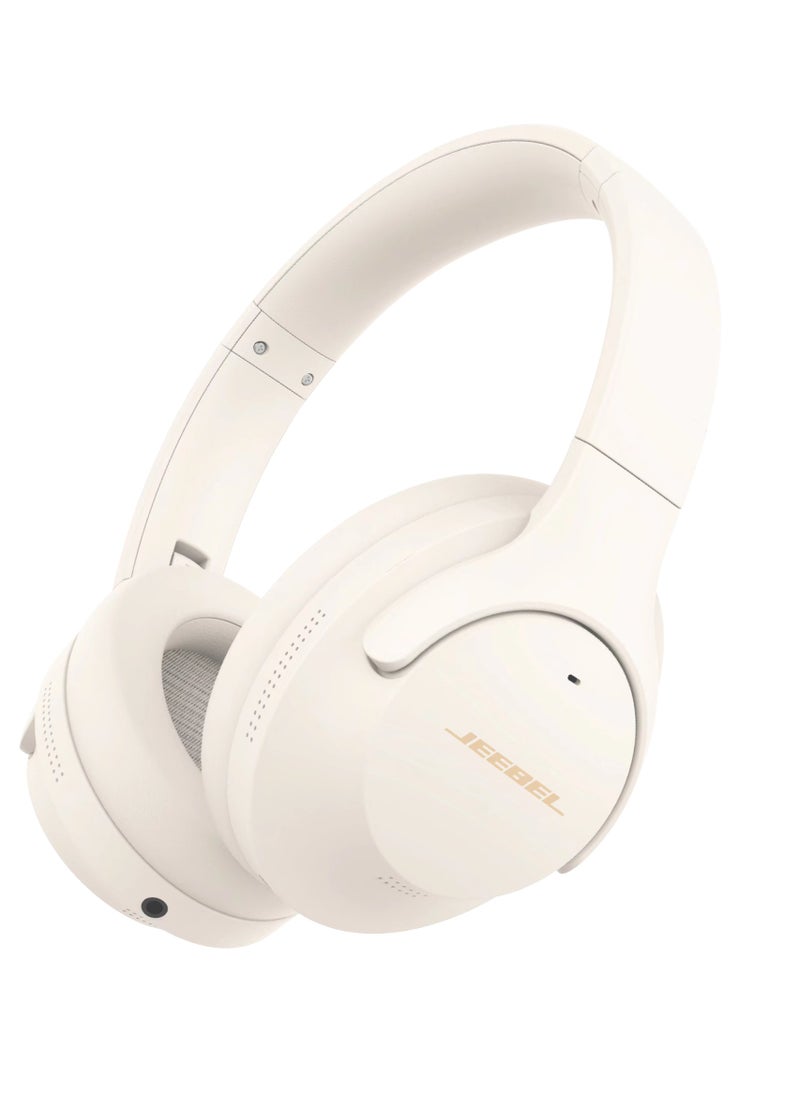 Jeebel - Wireless BT Stereo Noise Cancelling Headphone ANC 250mAh Battery 14H Playtime USB-C Fast Charging - Beige - Image 1