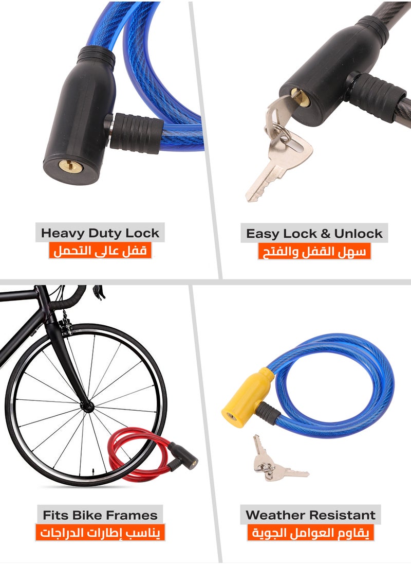 LAWAZIM Bicycle Lock - 12x65cm – Durable Anti-Theft Cable Lock with 2 Keys, Assorted Colors Sent Randomly (Color Not Selectable) – Ideal for Bicycles, Scooters, Gates, and Outdoor Equipment  - Image 3