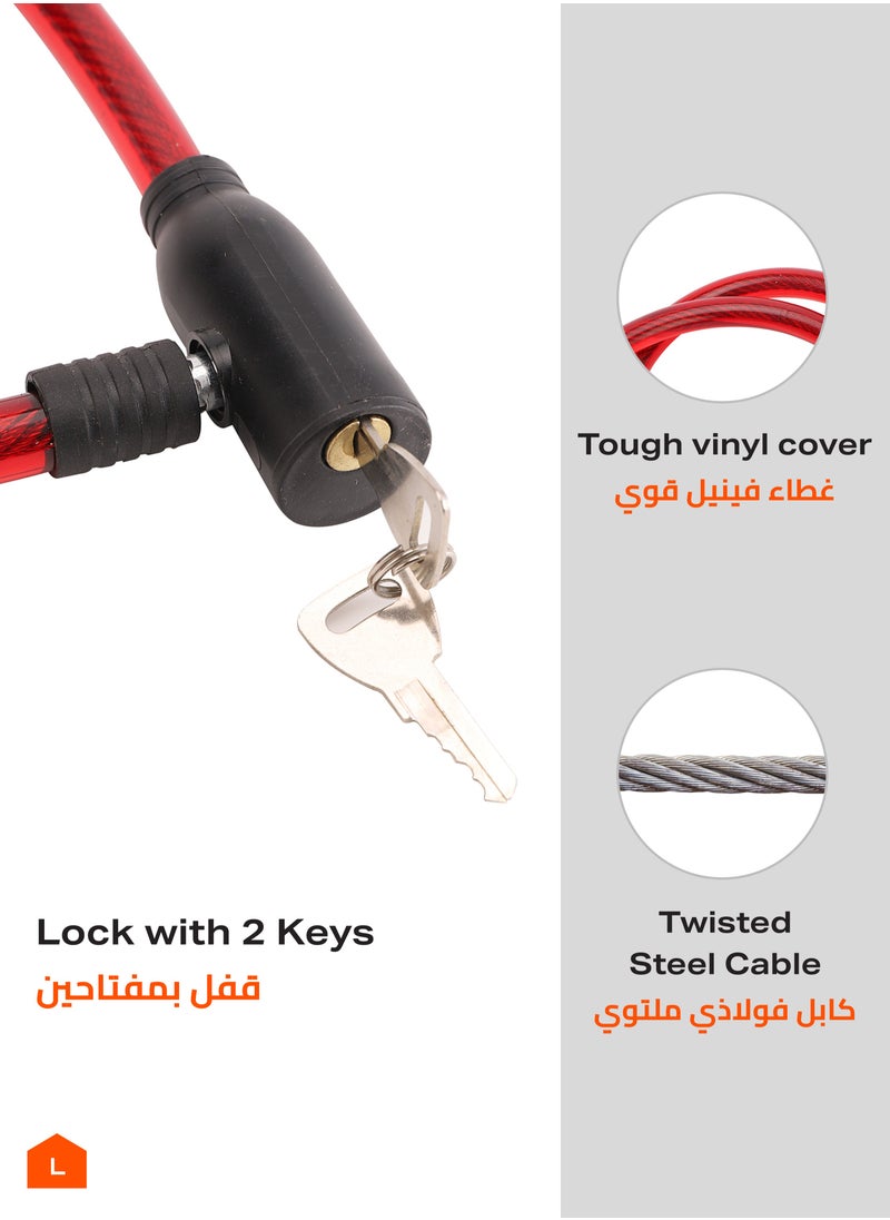 LAWAZIM Bicycle Lock - 12x65cm – Durable Anti-Theft Cable Lock with 2 Keys, Assorted Colors Sent Randomly (Color Not Selectable) – Ideal for Bicycles, Scooters, Gates, and Outdoor Equipment  - Image 4