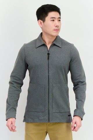 Men Heather Full Zippered Shirt Jackets, Grey - pzsku/ZF6B7251FB0487580FC79Z/45/1746642670/4486d97e-4183-4aa6-9963-9022ac2f1aa0