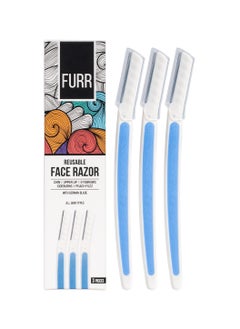 Furr Furr Face Razor for Women, German Blades, Removes hair from chin, upper lip, eyebrows and sideburns, reusable for all skin types, 3 Razors – Pack of 2  - Image 2