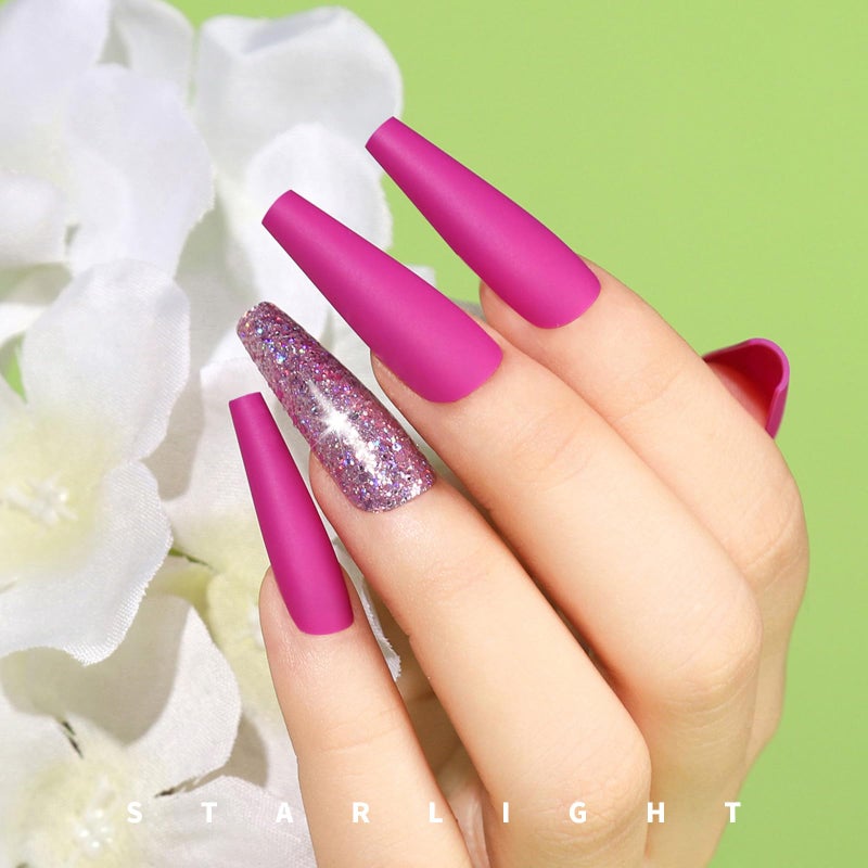 Teenitor Long Fake Nails Kit - 10 Colors Matte & Glossy, 4 Glitter Press On Nails - Image 2