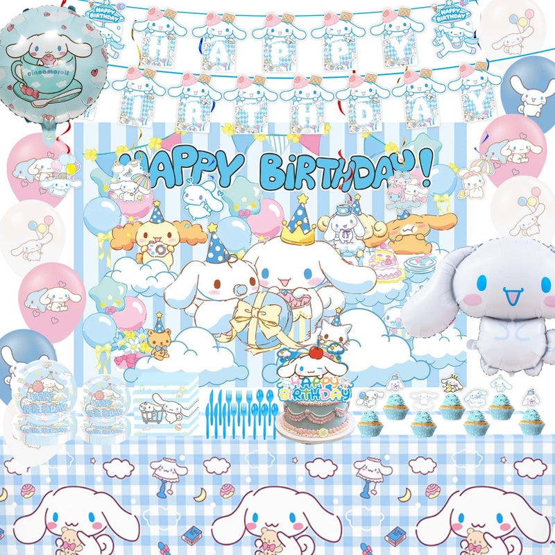 MLEDUY Cute Dog Theme Party Decorations Kit - Banner, Cake Topper, Cupcake Toppers, Hanging Swirls, Balloons, Tablecloth, Backdrop, Tableware - Complete Kids Birthday Party Supplies - Image 1