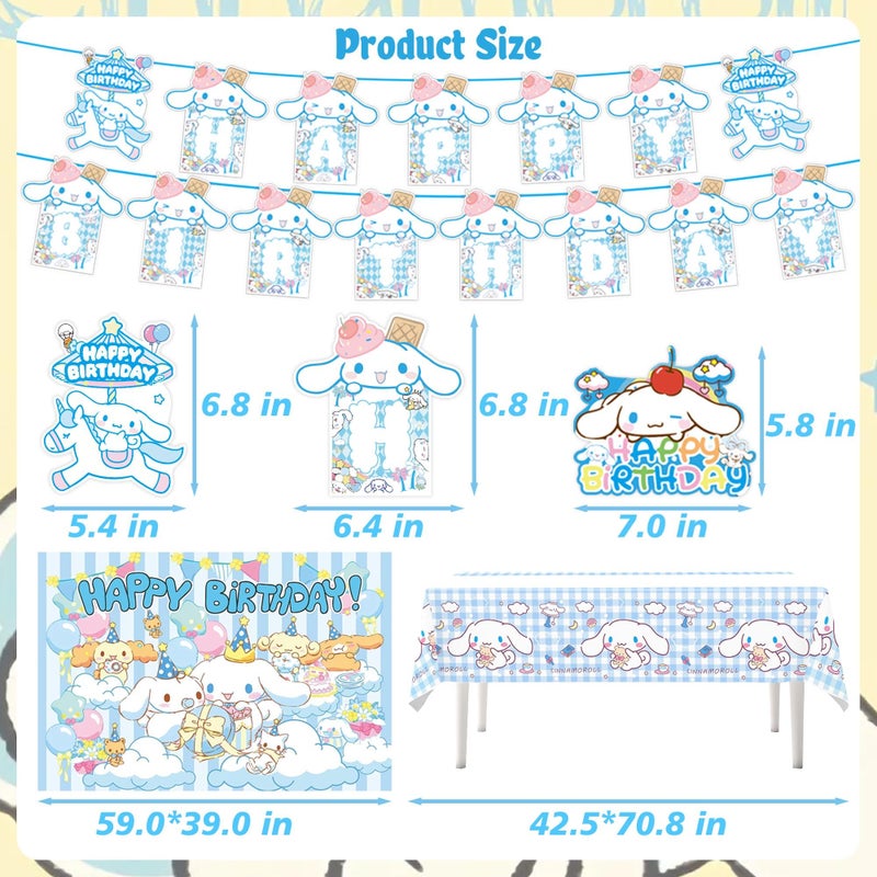 MLEDUY Cute Dog Theme Party Decorations Kit - Banner, Cake Topper, Cupcake Toppers, Hanging Swirls, Balloons, Tablecloth, Backdrop, Tableware - Complete Kids Birthday Party Supplies - Image 3