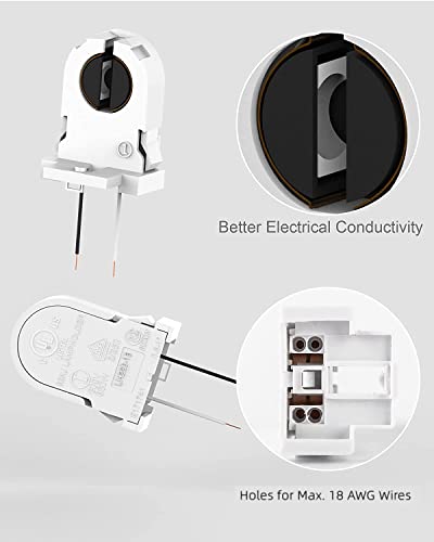 JACKYLED 20-Pack JACKYLED Screw Type T8 Lamp Holder with Wires UL Non-shunted Tombstone Light Socket for LED Fluorescent Tube Replacements - Image 5