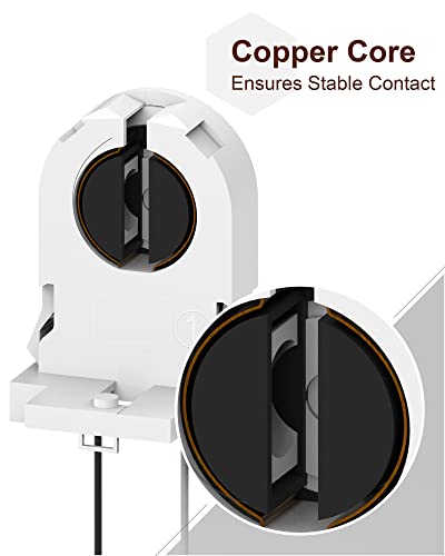 JACKYLED 20-Pack JACKYLED Screw Type T8 Lamp Holder with Wires UL Non-shunted Tombstone Light Socket for LED Fluorescent Tube Replacements - Image 3
