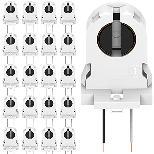 JACKYLED 20-Pack JACKYLED Screw Type T8 Lamp Holder with Wires UL Non-shunted Tombstone Light Socket for LED Fluorescent Tube Replacements - Image 1