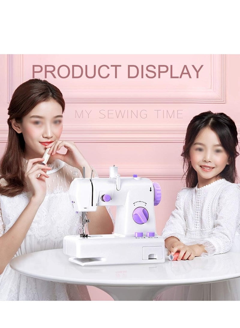 Sewing Machines, Mini White Purple Sewing Machine With Extension Table Portable Adjustable 2-Speed Mending Machine With Foot Pedal -1.7 - Image 5