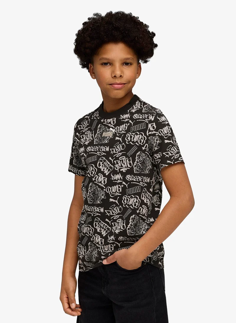 بوما تيشيرت بطبعة كاملة شبابي بتصميم التسعينات