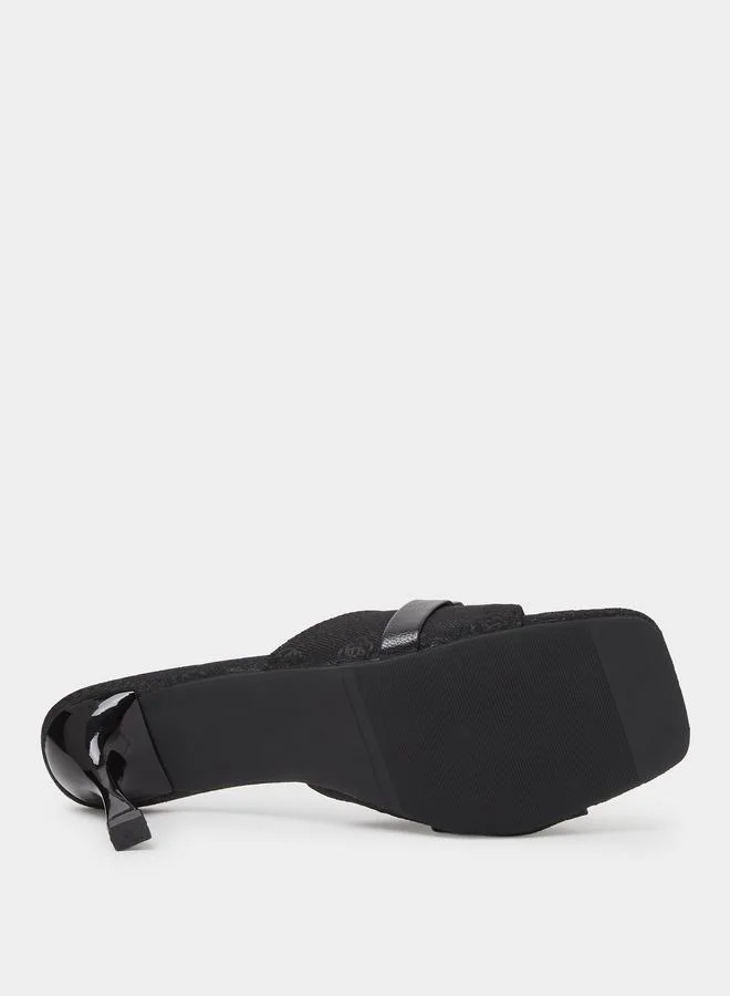Take Two  Black High-Heel Sandals with Buckle Detail for Women | Best Price UAE