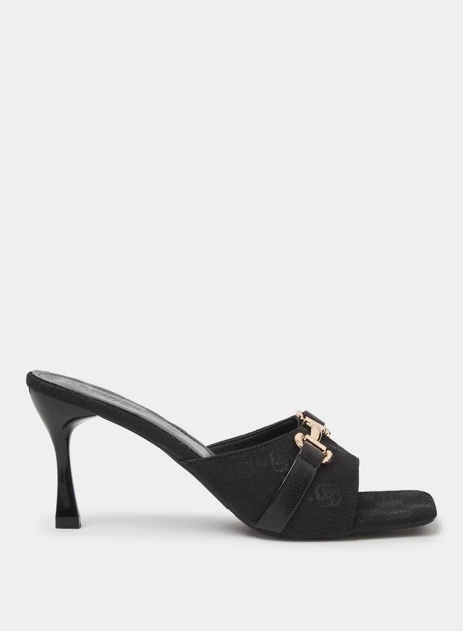 Take Two  Black High-Heel Sandals with Buckle Detail for Women | Best Price UAE