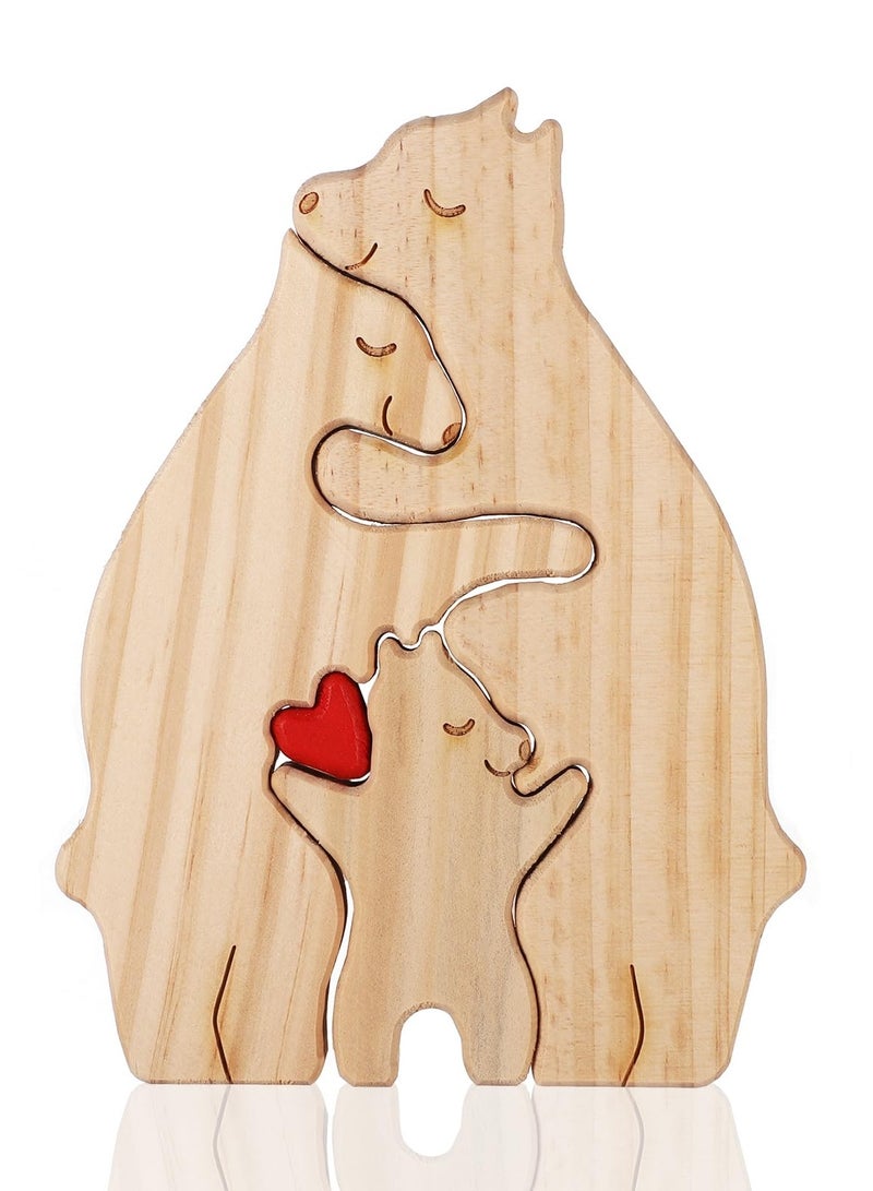 KASTWAVE Personalized Family Name Puzzle, 3 Bears Wooden Bear Family Puzzle Decorative Wooden Bear Puzzle Creative Birthday Gifts for Parents Home Decor Housewarming Gifts - Image 1