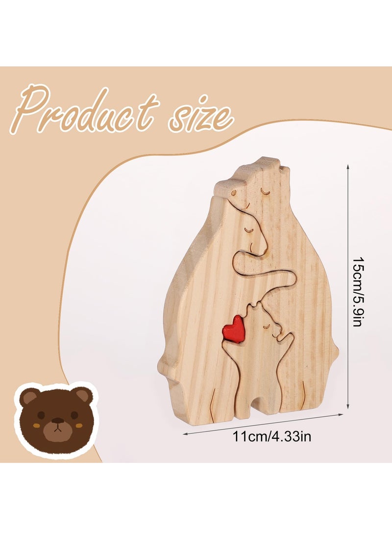 KASTWAVE Personalized Family Name Puzzle, 3 Bears Wooden Bear Family Puzzle Decorative Wooden Bear Puzzle Creative Birthday Gifts for Parents Home Decor Housewarming Gifts - Image 2