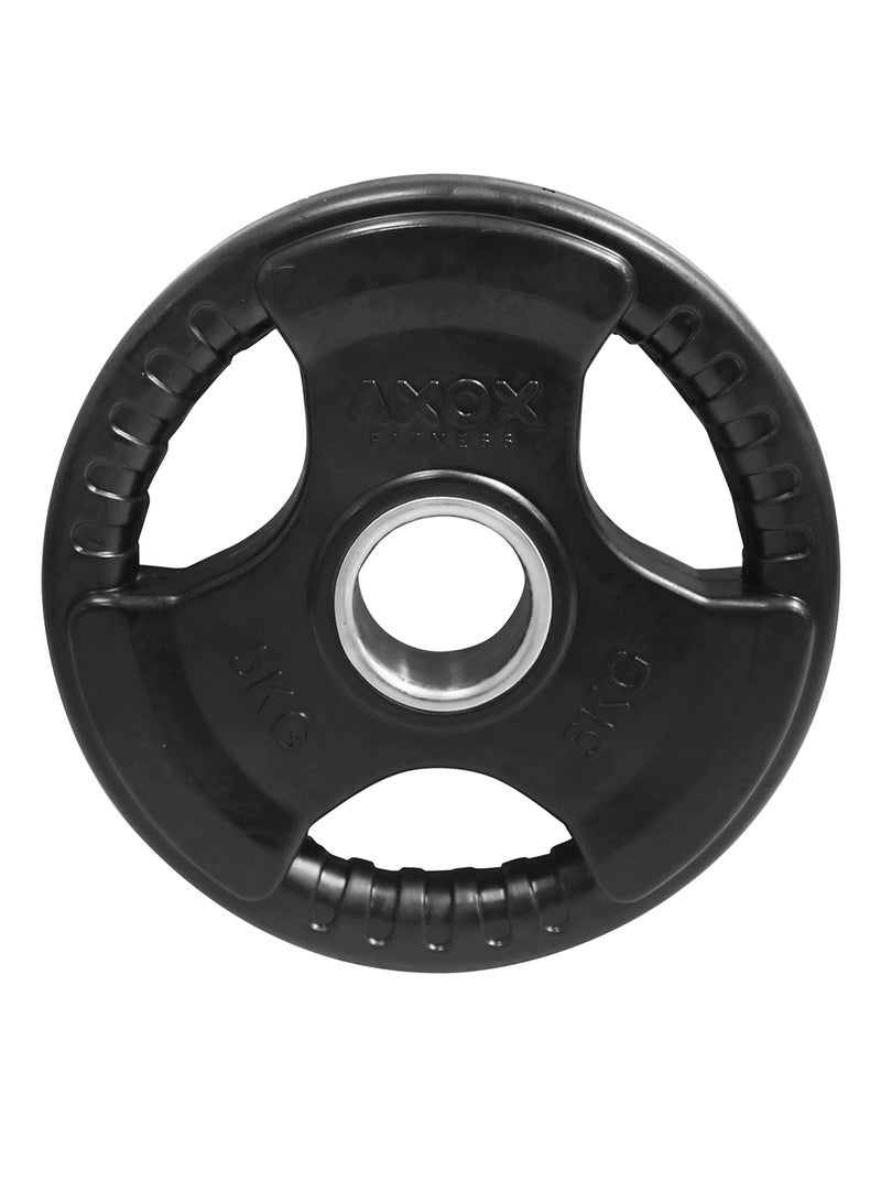 أكسوكس لوح وزن مطاطي من Axox Fitness 5 كجم - حديد الزهر المتين، قبضة مزخرفة، قالب دقيق، وتصميم صديق للأرضية  - Image 1