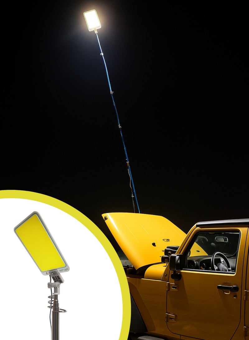 Outdoor LED Camping Light Set – 360cm Telescopic Pole with Ultra-Bright COB Light Panel, Remote Control, 12V Car Plug, Battery Clips & Ground Stake – High Mast Lighting for Camping, Desert Trips & Outdoor Activities - Image 5