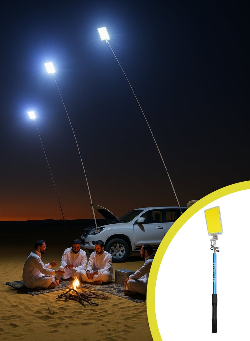 Outdoor LED Camping Light Set – 360cm Telescopic Pole with Ultra-Bright COB Light Panel, Remote Control, 12V Car Plug, Battery Clips & Ground Stake – High Mast Lighting for Camping, Desert Trips & Outdoor Activities - Image 4