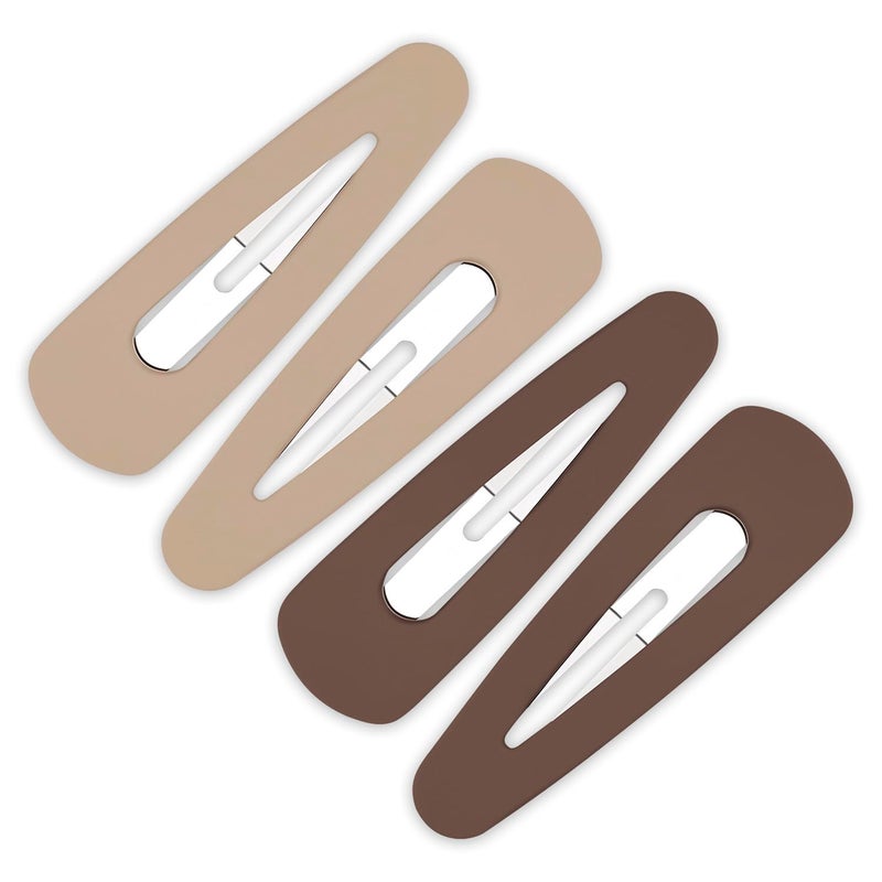 4PCS Large Barrettes Acrylic Metal Snap Hair Barrettes Matte Snap Clips for Women Hair Pins for Girls Large Hair Accessories 35Inch Brown