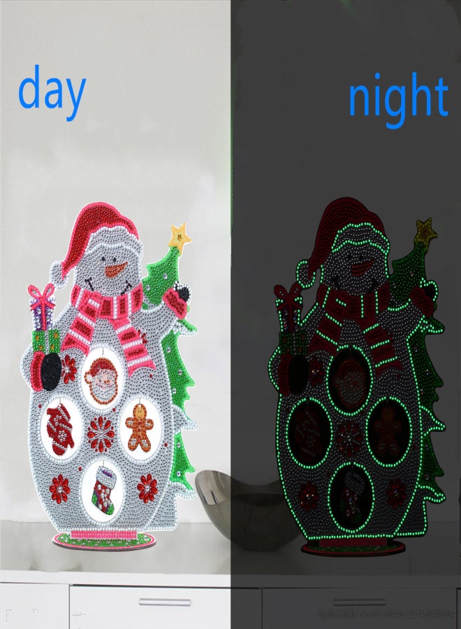 DIY 5D Diamond Painting Double-sided Diamond Paste Lumious Christmas Snowman DIY Christmas Desktop Decoration - Image 4