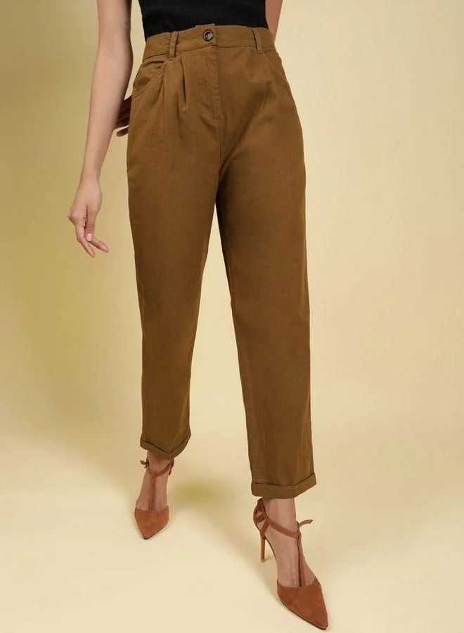 Freehand Freehand Women Brown Regular Fit Solid Pants