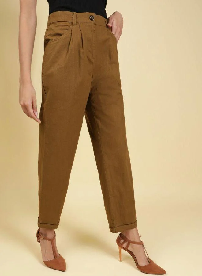 Freehand Freehand Women Brown Regular Fit Solid Pants