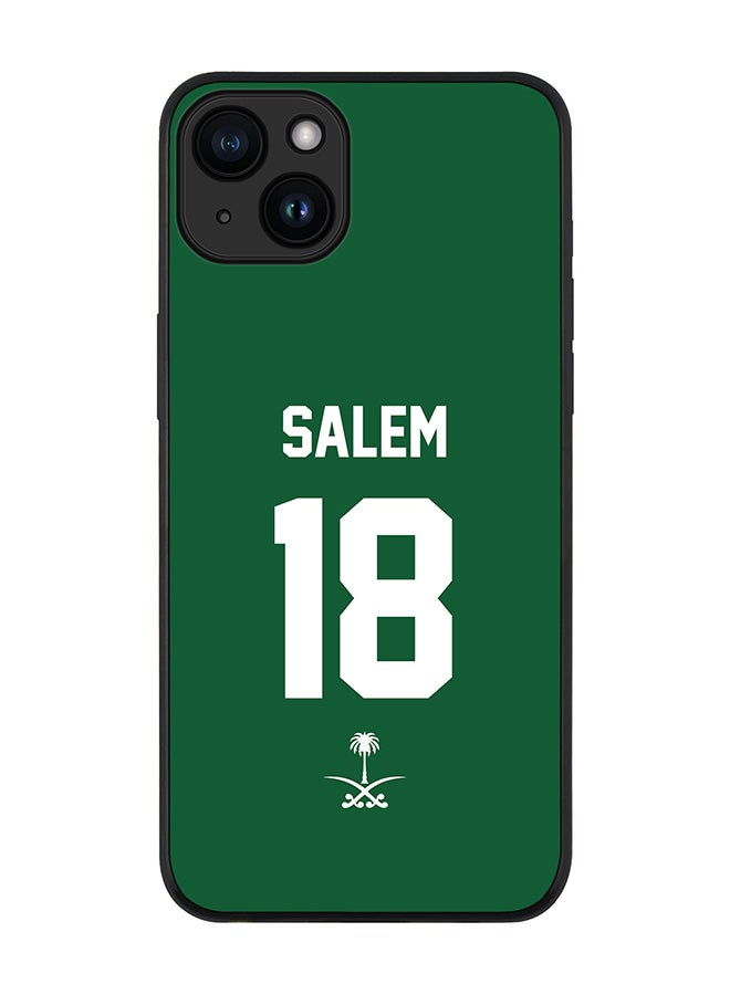 Stylizedd Cover for iPhone 15 Case Rugged Black Slim fit Flexible Protective Phone Cases - Football Team - Saudi ArabiaPlayer Name - Salem - Image 1