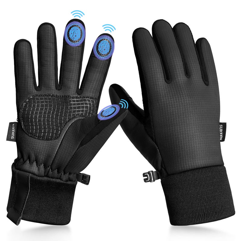 Sukeen Kids Winter Warm Gloves for Boys Girls Windproof PU Cold Weather Gloves Aged 4-14 Anti-Slip Gloves for Cycling Outdoor - Image 1